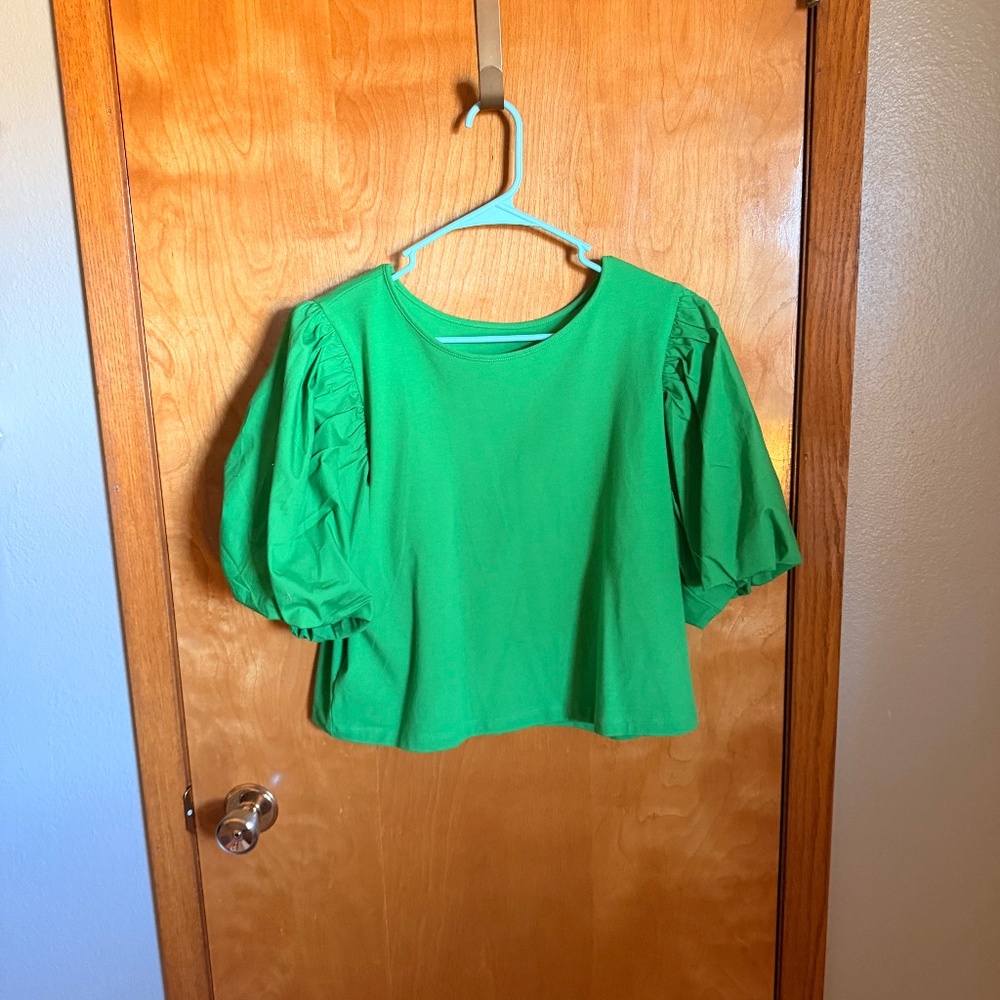 A New Day Bubble Sleeve Crop Top